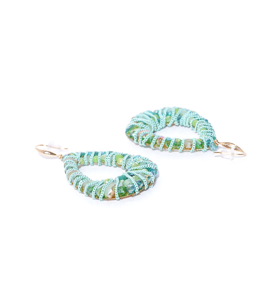 YouBella Green Gold-Plated Teardrop Shaped Drop Earrings